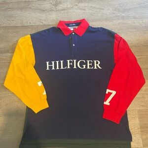 Tommy Hilfiger Multicolor Long Sleeve Polo Shirt Size Medium.